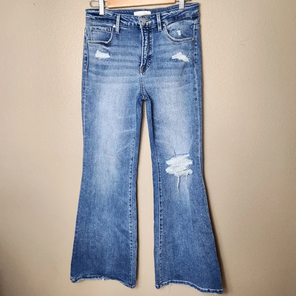 Stylish Light Blue Flare Jeans - Picture 4 of 15
